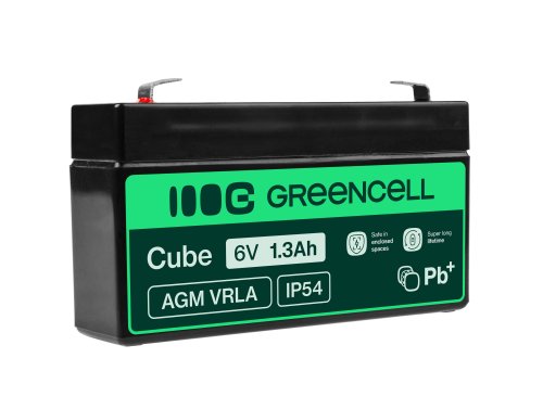 AGM GEL batteri 6V 1.3Ah blybatteri Green Cell vedligeholdelsesfri til måler og skala