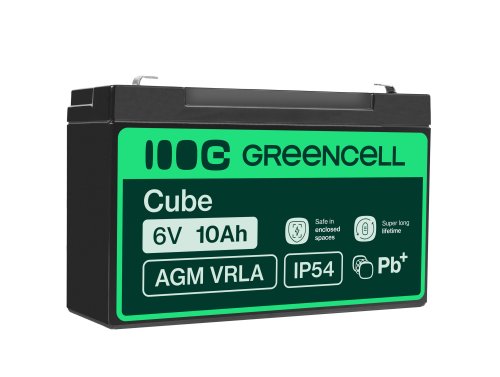 AGM GEL batteri 6V 10Ah blybatteri Green Cell vedligeholdelsesfri til biler og elbiler