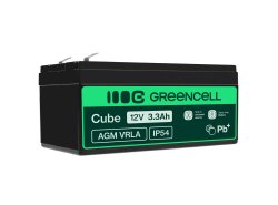 AGM GEL batteri 12V 3,3 Ah blybatteri Green Cell vedligeholdelsesfrit til kasseapparater og tællere