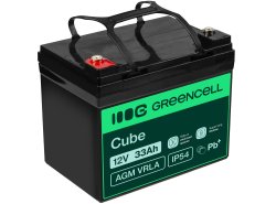 AGM GEL batteri 12V 33Ah blybatteri Green Cell vedligeholdelsesfri til scootere og fiskerbåde