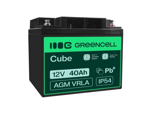 AGM GEL batteri 12V 40Ah blybatteri Green Cell vedligeholdelsesfri til cykel og traktor