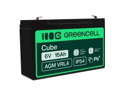 AGM GEL batteri 6V 15Ah blybatteri Green Cell vedligeholdelsesfri til alarm og belysning