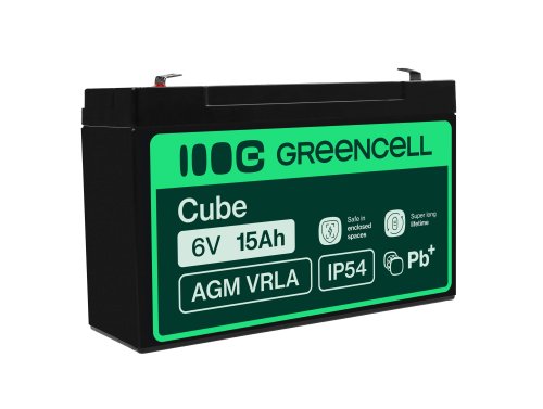 AGM GEL batteri 6V 15Ah blybatteri Green Cell vedligeholdelsesfri til alarm og belysning