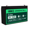 AGM GEL batteri 6V 15Ah blybatteri Green Cell vedligeholdelsesfri til alarm og belysning