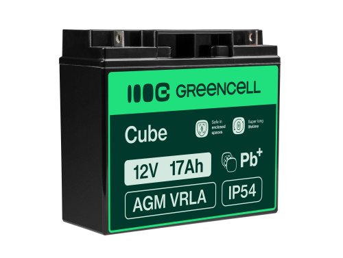 AGM GEL batteri 12V 17Ah blybatteri Green Cell vedligeholdelsesfri til solceller og ekkolod
