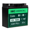 Green Cell® AGM 12V 15Ah batteri VRLA blybatteri vedligeholdelsesfrit fiskekutter båd scooter plænetraktor plæneklipper