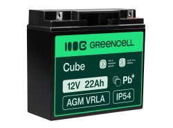Green Cell® AGM batteri 12V 22Ah fleece vedligeholdelsesfrit bly-syre batteri til plæneklippere golfvogne ride-on plæneklippere