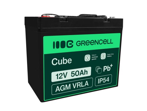 AGM GEL batteri 12V 50Ah blybatteri Green Cell vedligeholdelsesfri til solceller og ekkolod
