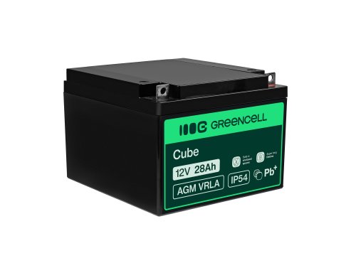 AGM GEL batteri 12V 28Ah blybatteri Green Cell vedligeholdelsesfri til både og solceller