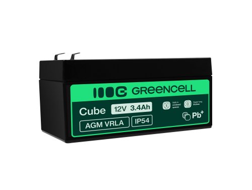 AGM GEL batteri 12V 3.4Ah blybatteri Green Cell vedligeholdelsesfrit til kasseapparater og skranker