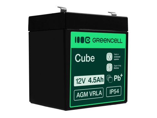 AGM GEL batteri 12V 4,5Ah blybatteri Green Cell vedligeholdelsesfrit til legetøj og lommelygter