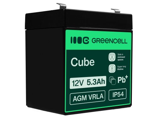 AGM GEL batteri 12V 5.3Ah blybatteri Green Cell vedligeholdelsesfri til alarm og bil