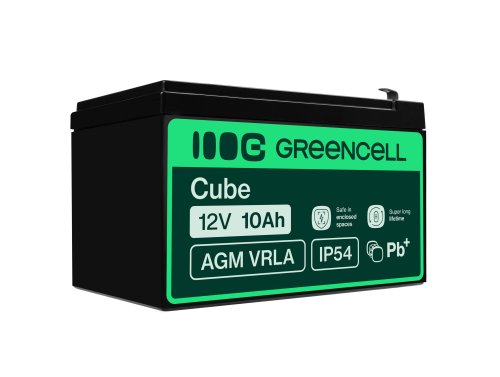 AGM GEL batteri 12V 10Ah blybatteri Green Cell vedligeholdelsesfrit til solceller og ekkolod