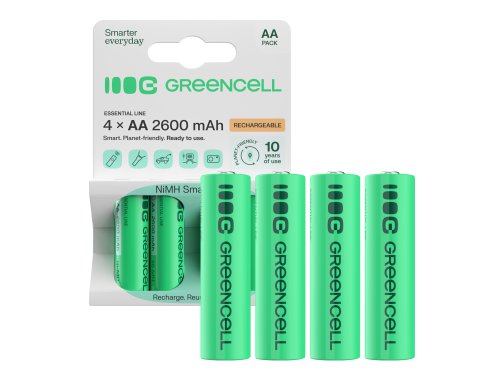 4x genopladelige Batterier AA R6 2600mAh Ni-MH foropladede Akkumulator Green Cell