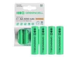 4x genopladelige Batterier AA R6 2000mAh Ni-MH foropladede Akkumulator Green Cell