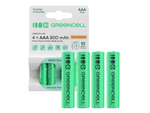 4x genopladelige Batterier AAA R3 800mAh Ni-MH foropladede Akkumulator Green Cell