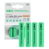 4x genopladelige Batterier AAA R3 800mAh Ni-MH foropladede Akkumulator Green Cell