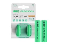 2x genopladelige Batterier AA R6 2600mAh Ni-MH foropladede Akkumulator Green Cell