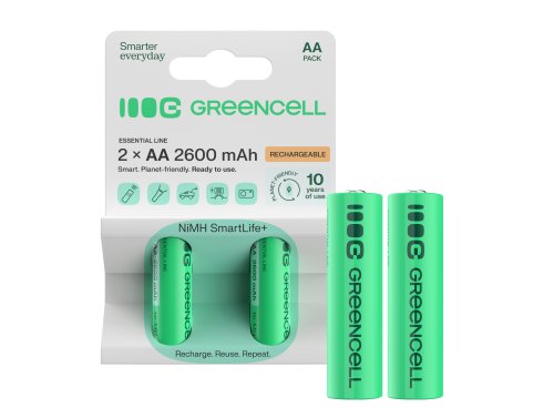 2x genopladelige Batterier AA R6 2600mAh Ni-MH foropladede Akkumulator Green Cell
