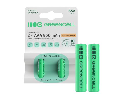2x genopladelige Batterier AAA R3 950mAh Ni-MH foropladede Akkumulator Green Cell