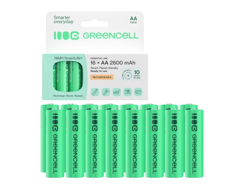 16x genopladelige Batterier AA R6 2600mAh Ni-MH foropladede Akkumulator Green Cell