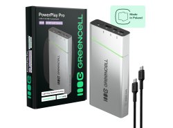 Powerbank Greencell PowerPlay Pro 20800mAh 65W – hurtig opladning, PD, Ultra Charge, fremstillet i Polen